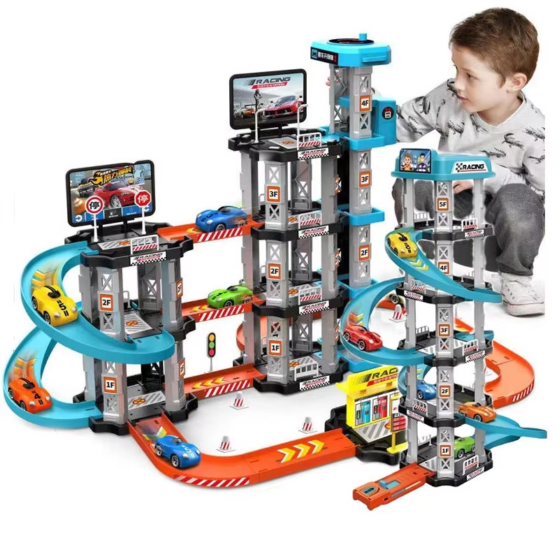 Hot Wheels Car Track Sets - Rennstrecken-Autorennbahn-Spielzeug für Kinder, Garage mit Katapult,