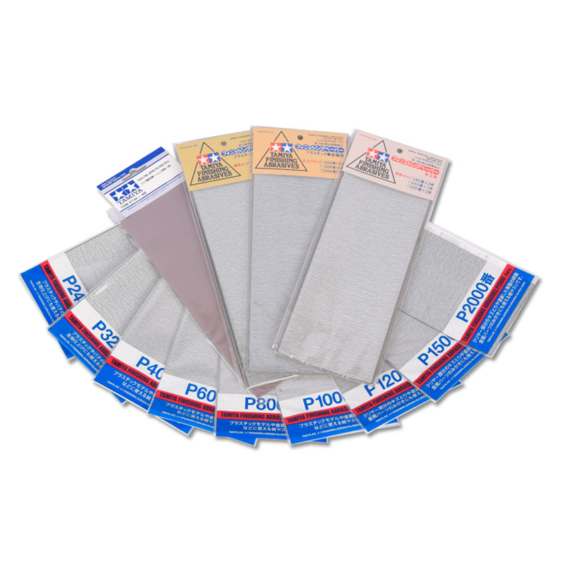 Model Kit Tamiya - Tamiya Finishing Abrasives Schleifpapier-Schleifschwamm-Set für DIY-Plastikpuppen,