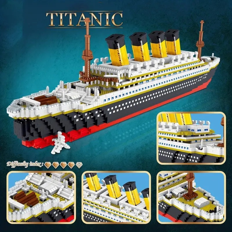 Model Kit Titanic - Titanic Micro Bausteine DIY Zusammengebautes Bootsmodell