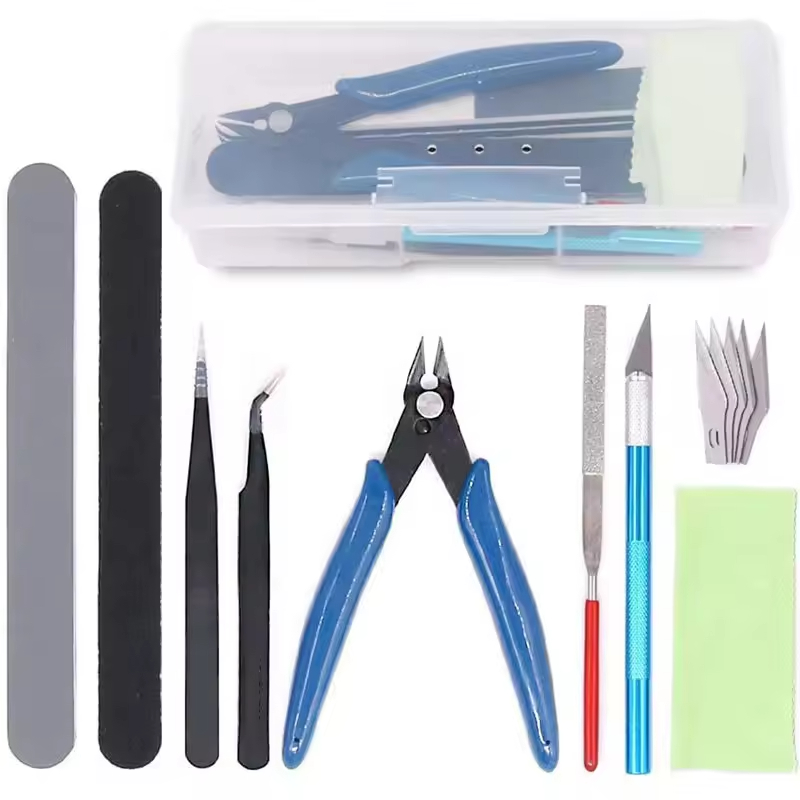 Model Kit Eva - 9-teiliges Modellbau-Werkzeugset, Basis-Montageset mit Zange, Pinzette,