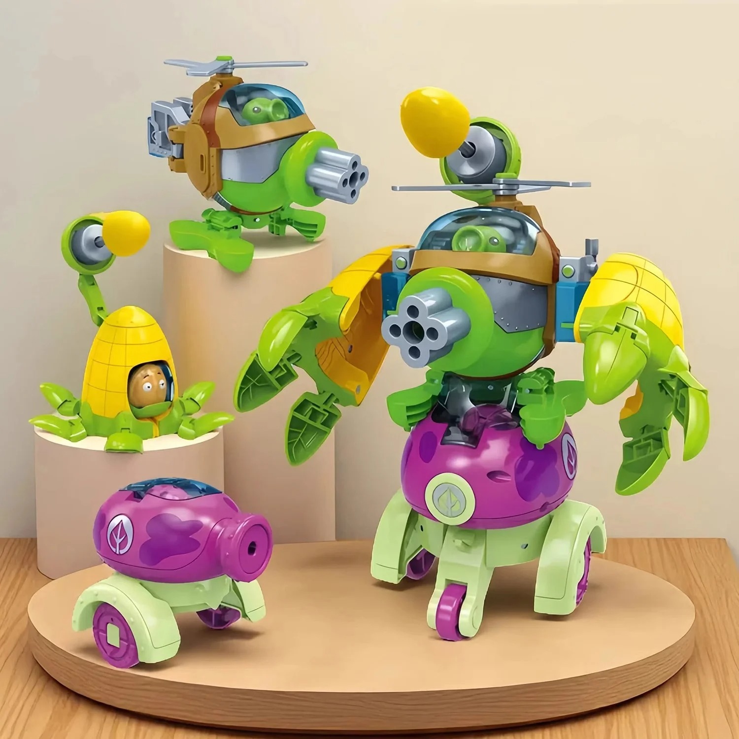Model Kit Zombie - 2025 Neue Plants vs. Zombies Roboter-Sonnenblume-Kaktus-Mais-Actionfiguren-Modellset