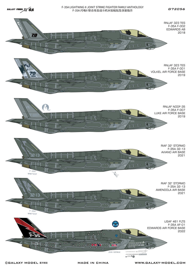 Model Kit Tamiya - Galaxy F-35A Lightning II Family Anthology